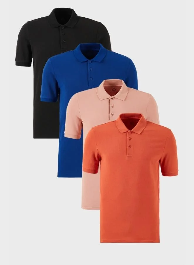 Buratti Buratti Cotton Regular Fit Buttoned Polo Collar 4-Pack T Shirt Men's T-SHIRT 5902127S4